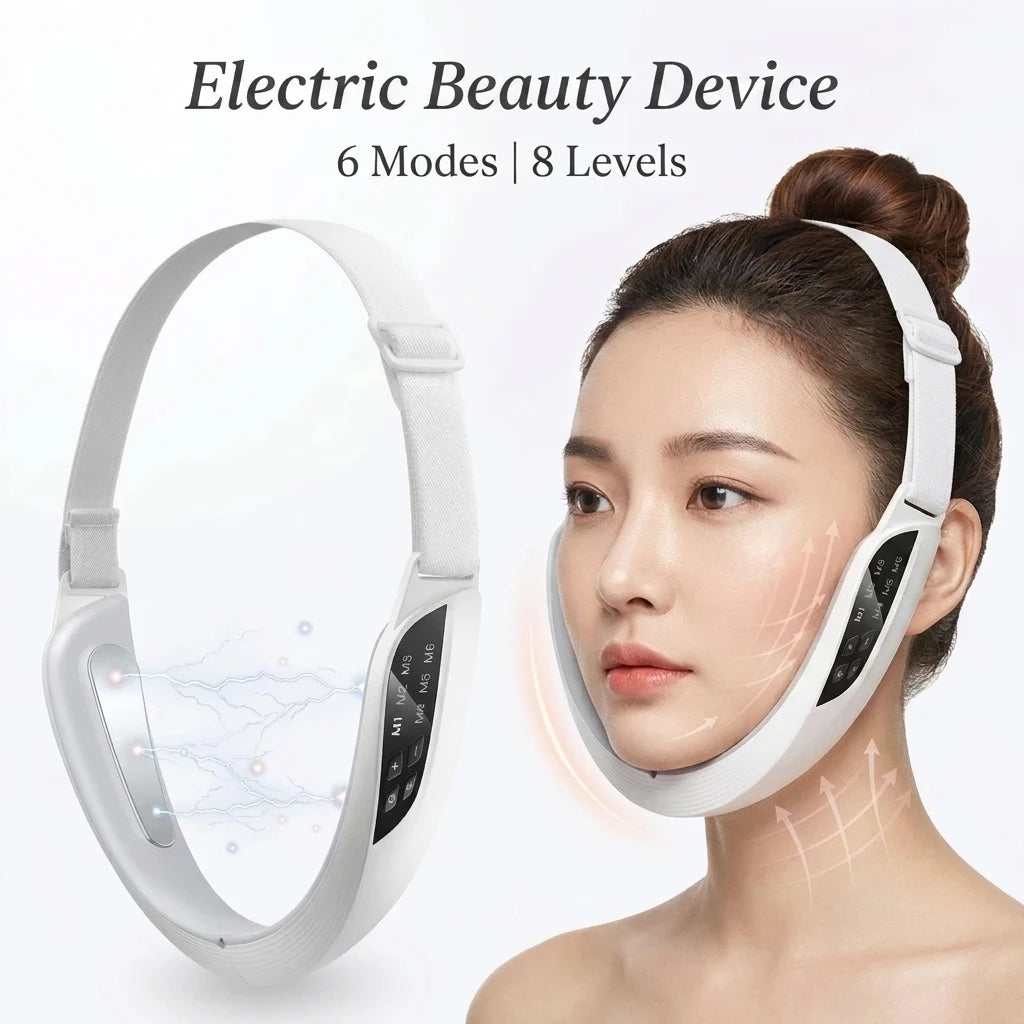 Appareil de Lifting Visage Électrique — 6 Modes, Anti Double-Menton