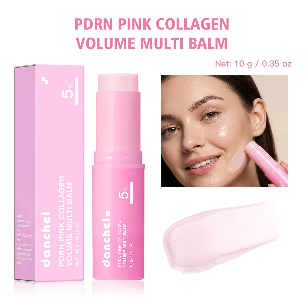 PDRN Pink Collagen Balm Stick Firming Deep Hydration Moisturization Collagen Radiant Portable Stick Plump Eye Neck Lines