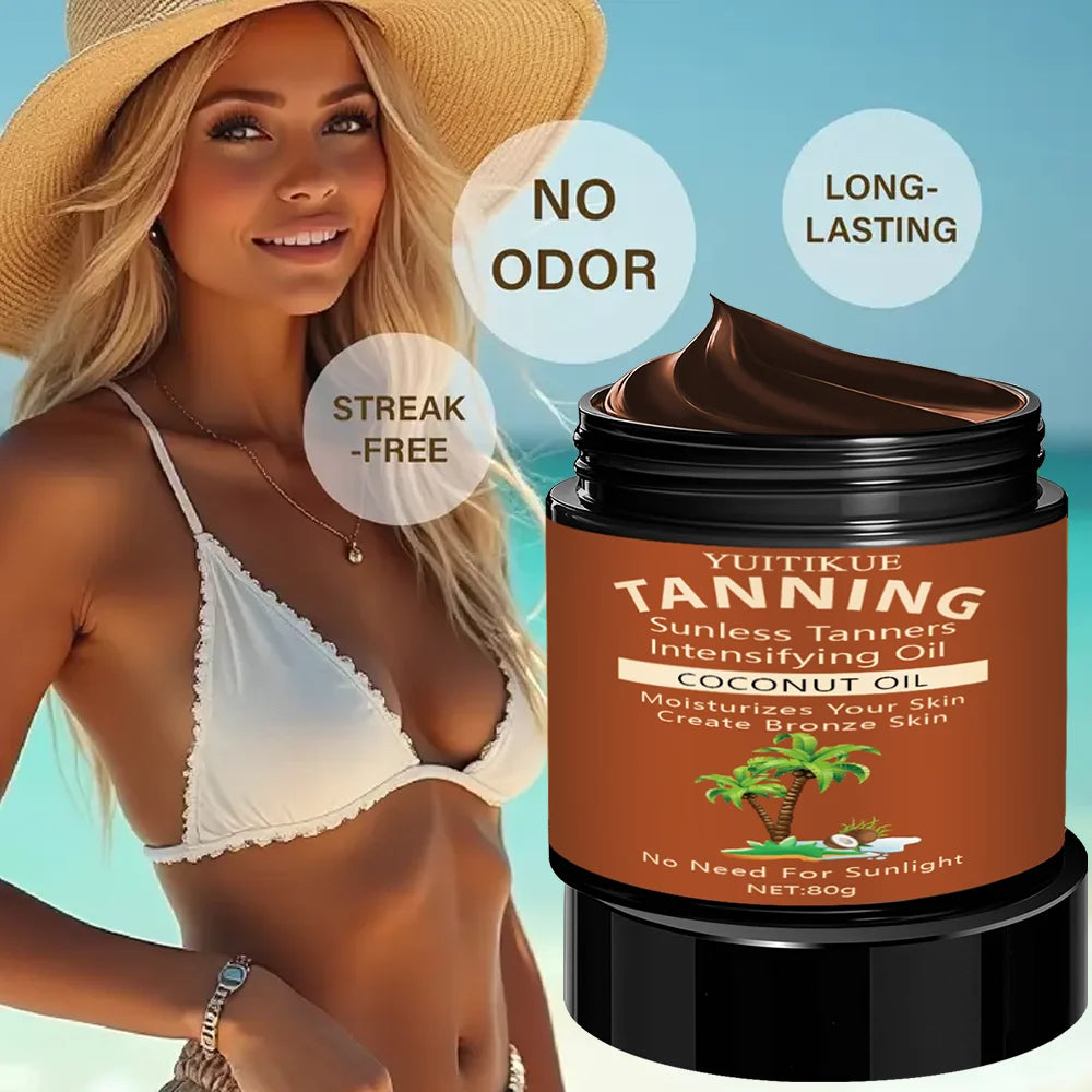 Crème Bronzante Éclat à l'Huile de Coco — Sans Exposition au Soleil
