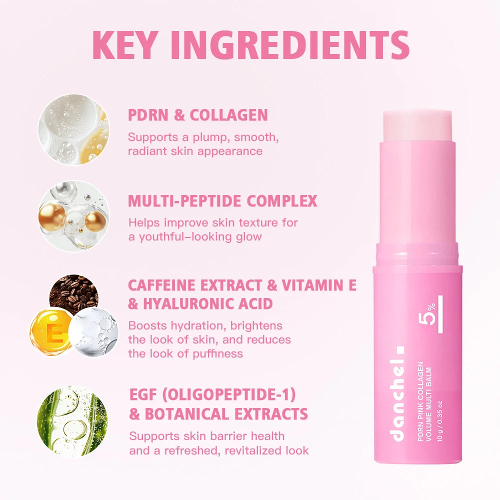 PDRN Pink Collagen Balm Stick Firming Deep Hydration Moisturization Collagen Radiant Portable Stick Plump Eye Neck Lines