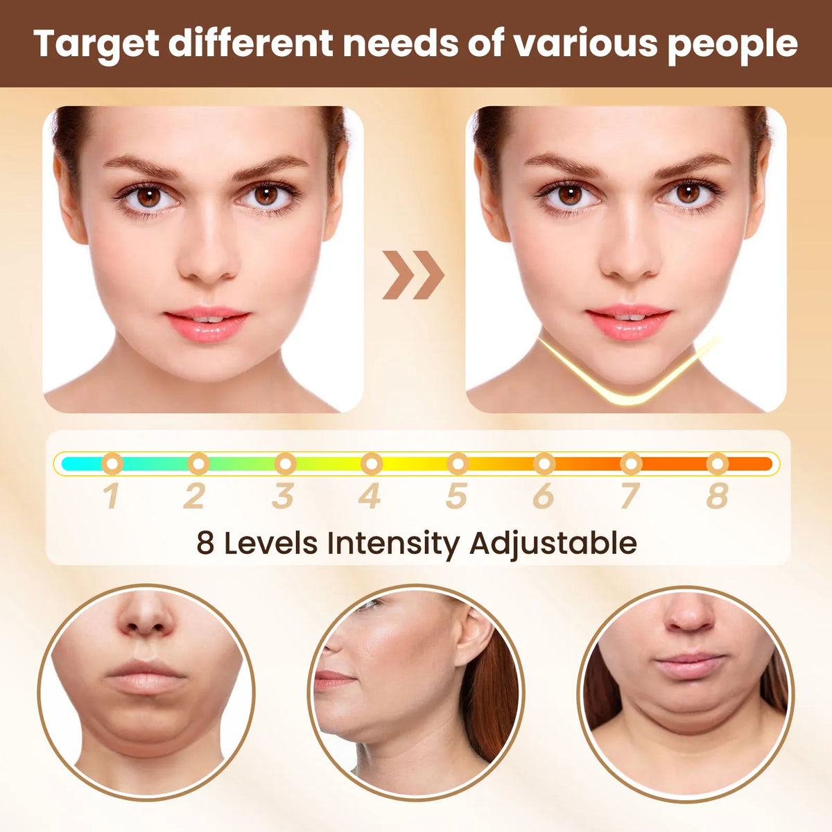 Appareil de Lifting Visage Électrique — 6 Modes, Anti Double-Menton