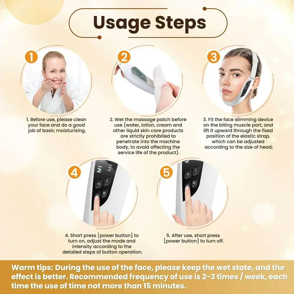 Appareil de Lifting Visage Électrique — 6 Modes, Anti Double-Menton